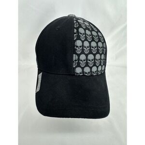 Pugs Gear Baseball Cap Mens OSFM Black Gray Skull Print Adjustable Biker Hat